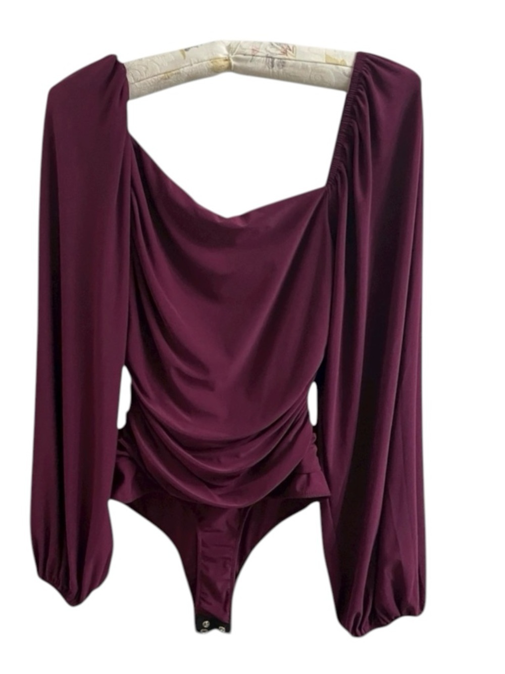 Lulus Deep Burgundy Draped Bodysuit. Small.